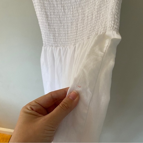 Reformation Tavi 100% Linen White Smocked Ruffle Midi Dress Size Large NWOT - Picture 10 of 10